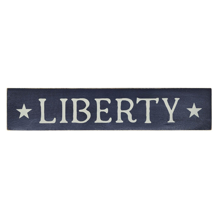 Navy Liberty Wood Sign - 3x14" - Primitive Star Quilt Shop