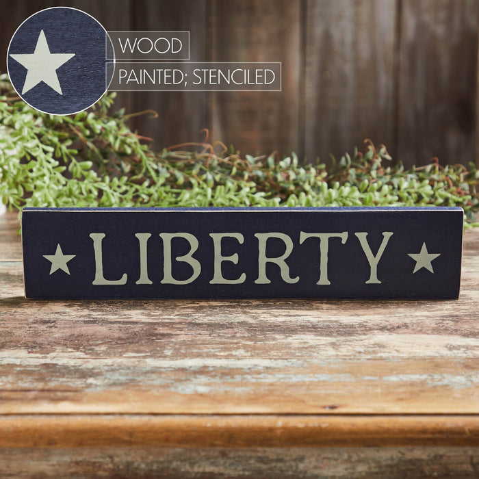 Navy Liberty Wood Sign - 3x14" - Primitive Star Quilt Shop