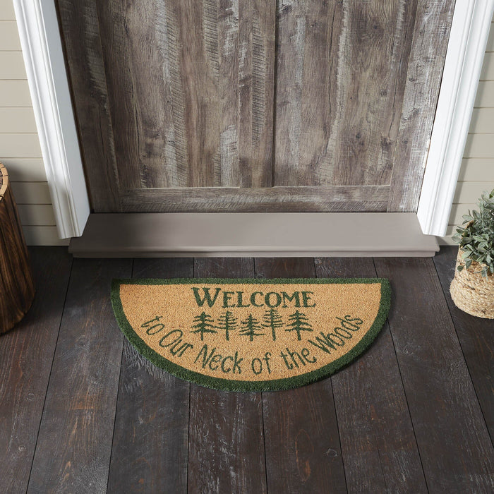 Neck of the Woods "Welcome" Coir Half Circle Rug 16.5x33" - Primitive Star Quilt Shop