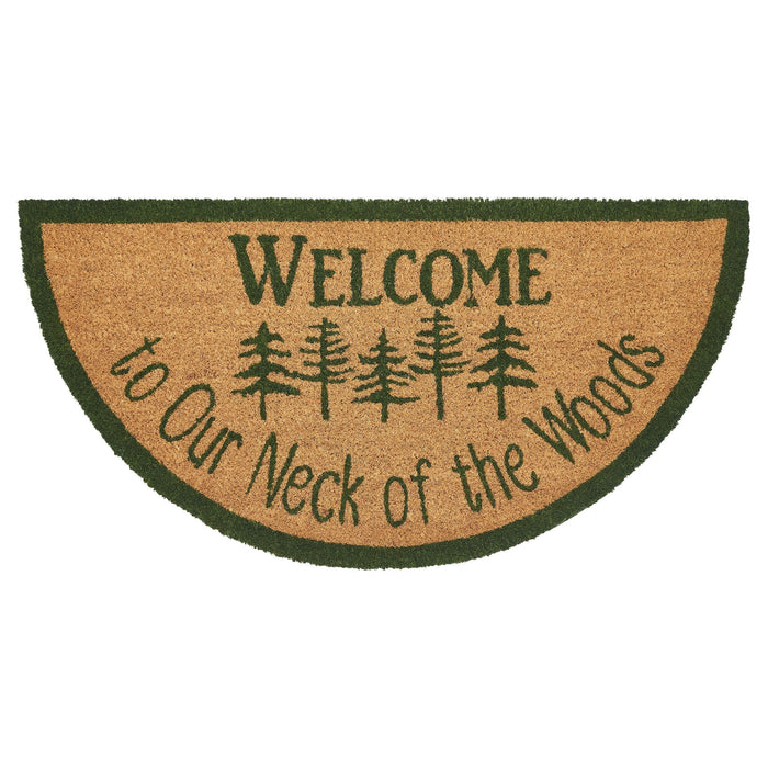 Neck of the Woods "Welcome" Coir Half Circle Rug 16.5x33" - Primitive Star Quilt Shop