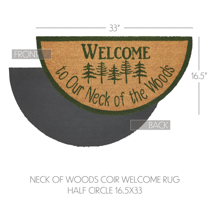Neck of the Woods "Welcome" Coir Half Circle Rug 16.5x33" - Primitive Star Quilt Shop