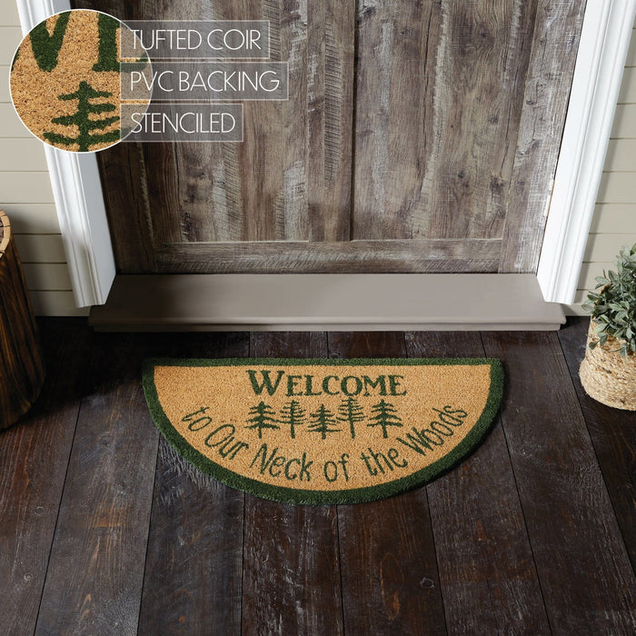 Neck of the Woods "Welcome" Coir Half Circle Rug 16.5x33" - Primitive Star Quilt Shop