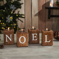 "Noel" Block Tealight Holders - Set of 4 - Primitive Star Quilt Shop