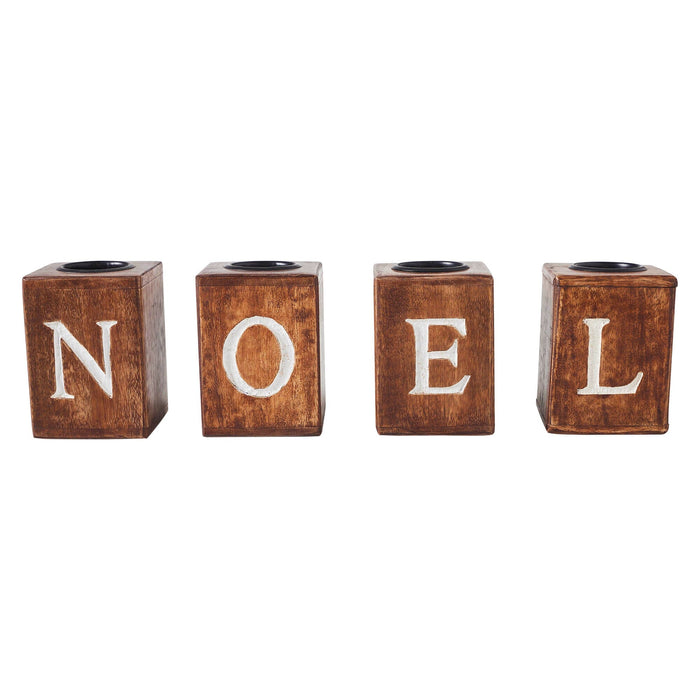 "Noel" Block Tealight Holders - Set of 4 - Primitive Star Quilt Shop