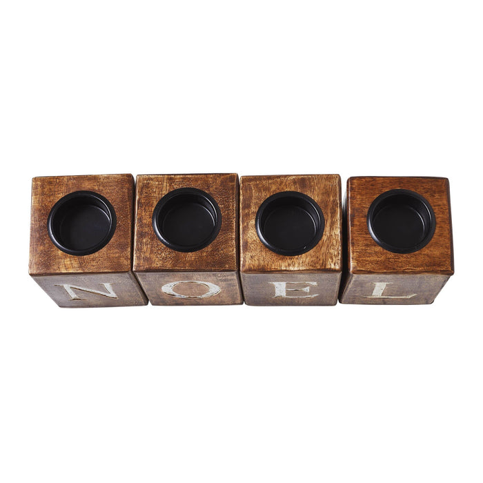 "Noel" Block Tealight Holders - Set of 4 - Primitive Star Quilt Shop