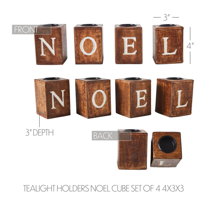 "Noel" Block Tealight Holders - Set of 4 - Primitive Star Quilt Shop