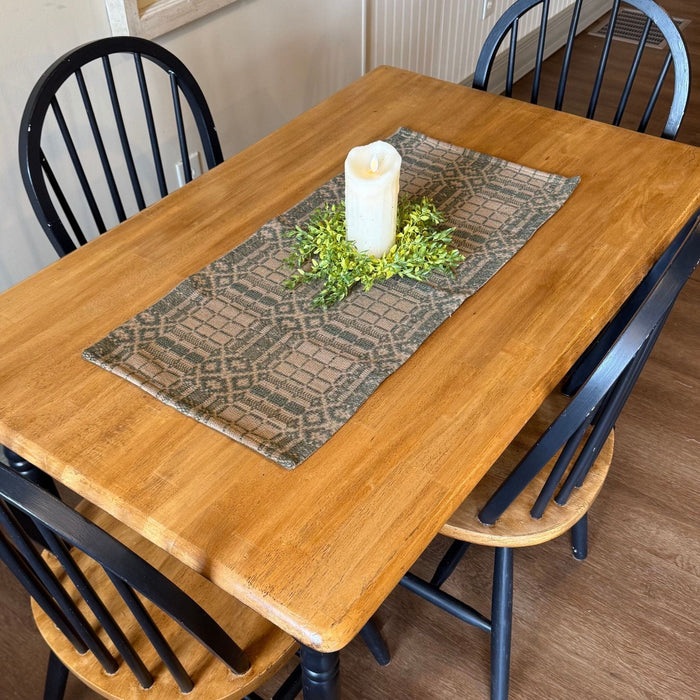 Normandy Green and Tan Woven Table Runner 32" - Primitive Star Quilt Shop