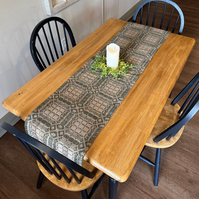 Normandy Green and Tan Woven Table Runner 56" - Primitive Star Quilt Shop