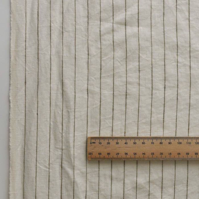Olive Thread Stripe Extra Wide 100% Linen Fabric