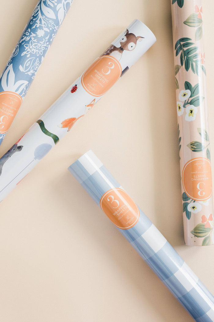 Orange Paper Co.-  Check Wrapping Sheets - Pine & Moss