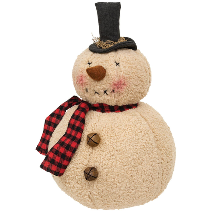 Overstuffed Snowman with Buffalo Check Scarf - 17" - Primitive Star Quilt Shop