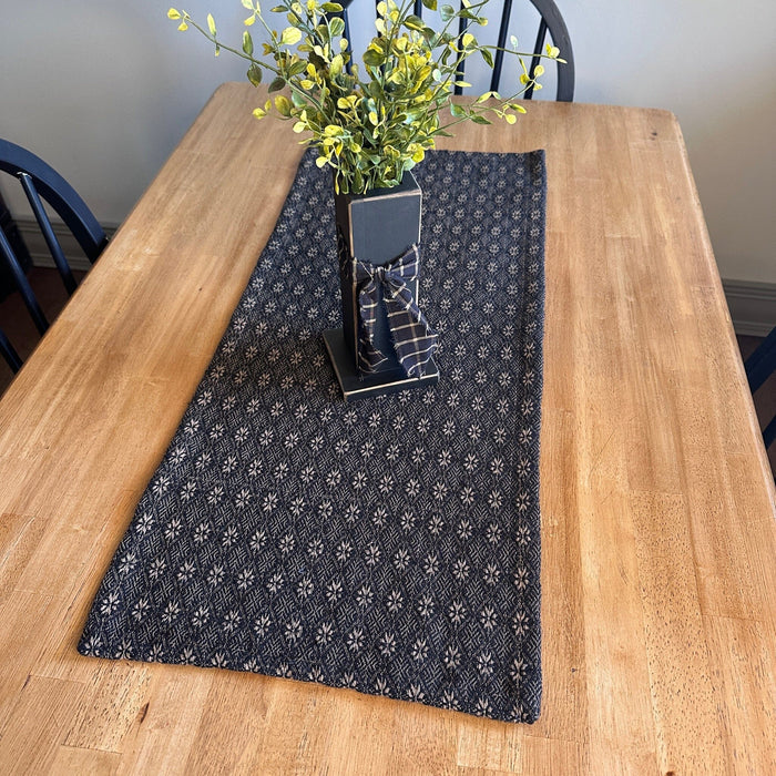 Packsville Rose Black and Tan Woven Table Runner 32" - Primitive Star Quilt Shop