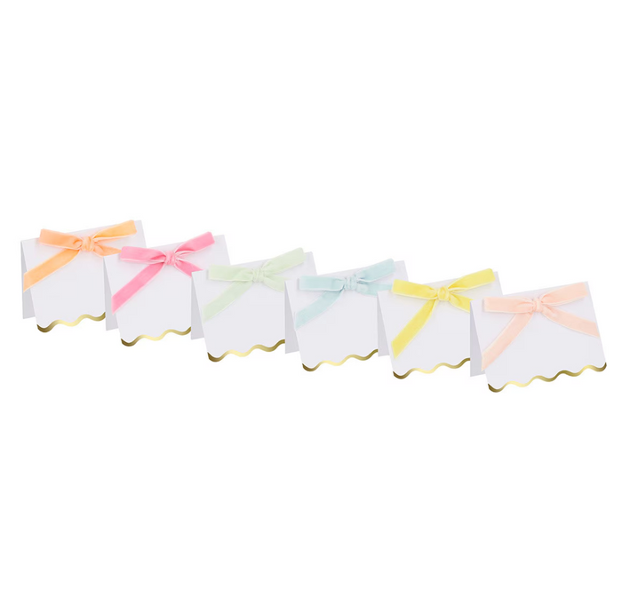 Pastel Velvet Bow Place Cards