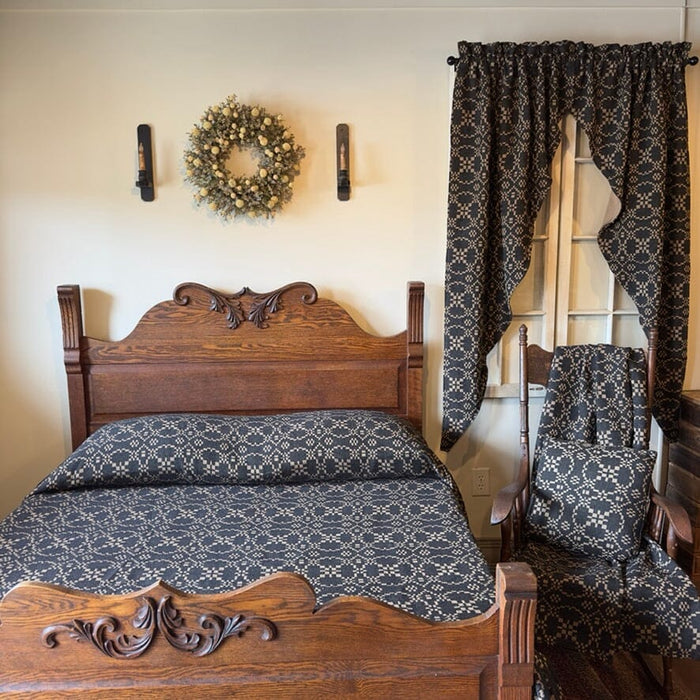 Patriots Knot Black and Tan Woven Coverlet - Primitive Star Quilt Shop