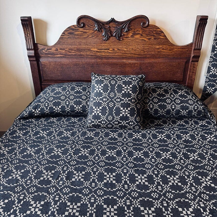 Patriots Knot Black and Tan Woven Coverlet - Primitive Star Quilt Shop