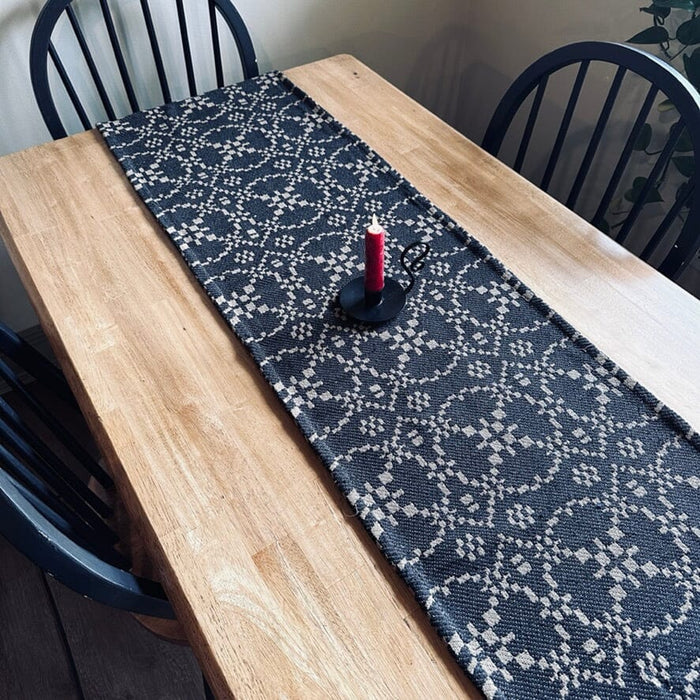 Patriots Knot Black and Tan Woven Table Runner 56" - Primitive Star Quilt Shop