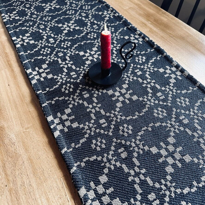 Patriots Knot Black and Tan Woven Table Runner 56" - Primitive Star Quilt Shop
