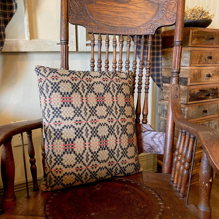 Patriots Knot Tan Woven Pillow 16" - Primitive Star Quilt Shop
