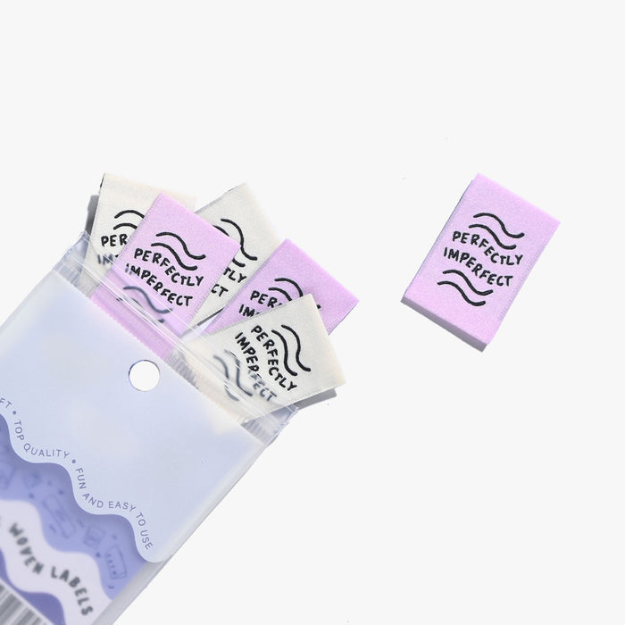 Perfectly Imperfect woven KATM sewing labels for handmade clothes and DIY sewing projects
