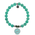 Peruvian Amazonite Stone Bracelet with Cape Cod Enamel Sterling Silver Charm