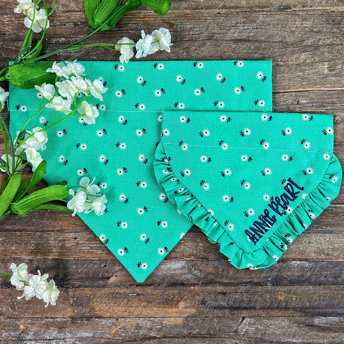 Petite Spring Flowers in Green Dog Bandana