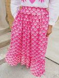 Pink Shell Ruffle Maxi Skirt