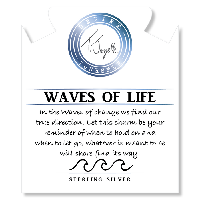 Pink Tourmaline Stone Bracelet with Waves of Life Sterling Silver Charm