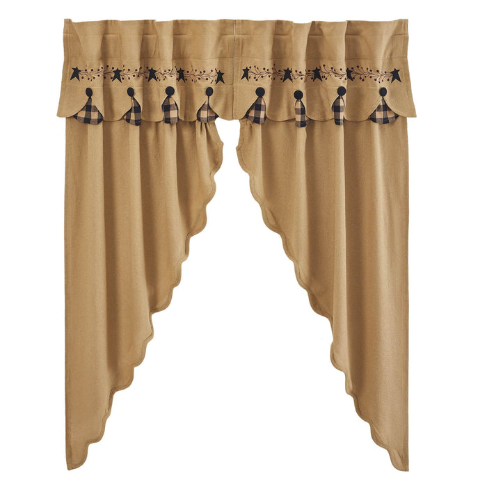 Pip Vinestar Scalloped Layered Lined Prairie Curtains 63" - Primitive Star Quilt Shop