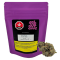 Front-facing pouch shot of Plan't of the Ganja 7 g in bright purple with a black label, THC symbol, and a cannabis bud at the lower right.