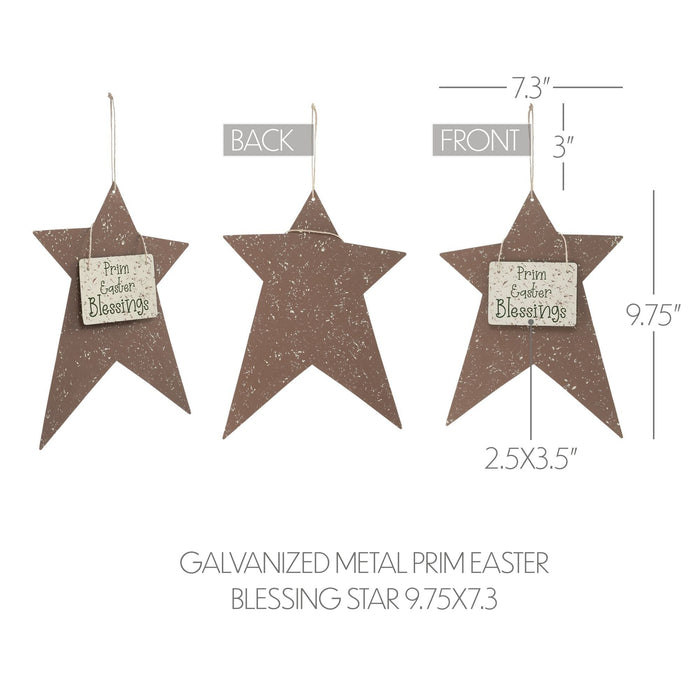 "Prim Easter Blessings" Brown Metal Star 9.75x7.3" - Primitive Star Quilt Shop