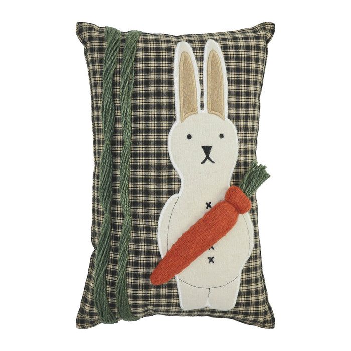 Primitive Bunny with Carrot Pillow 12x8" - Primitive Star Quilt Shop