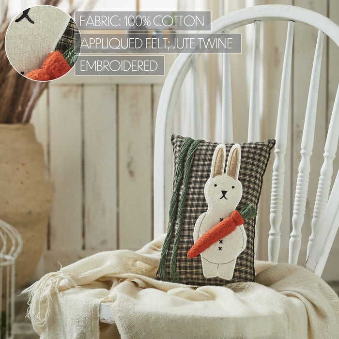 Primitive Bunny with Carrot Pillow 12x8" - Primitive Star Quilt Shop