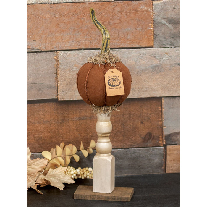 Primitive Mossy Top Pumpkin on Pedestal - 16" - Primitive Star Quilt Shop