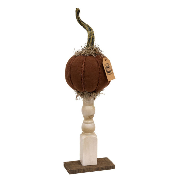 Primitive Mossy Top Pumpkin on Pedestal - 16" - Primitive Star Quilt Shop