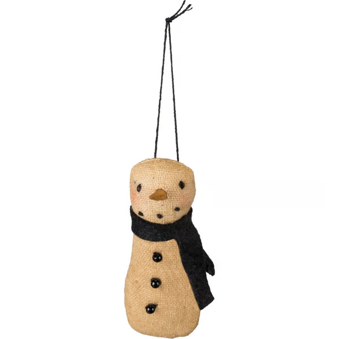 Primitive Snowman with Scarf Ornament - Primitive Star Quilt Shop