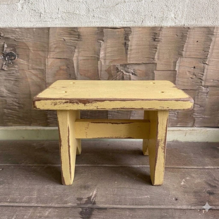 Primitive Wood Bench Riser with Color Options Yellow Beige- Primitive Star Quilt Shop