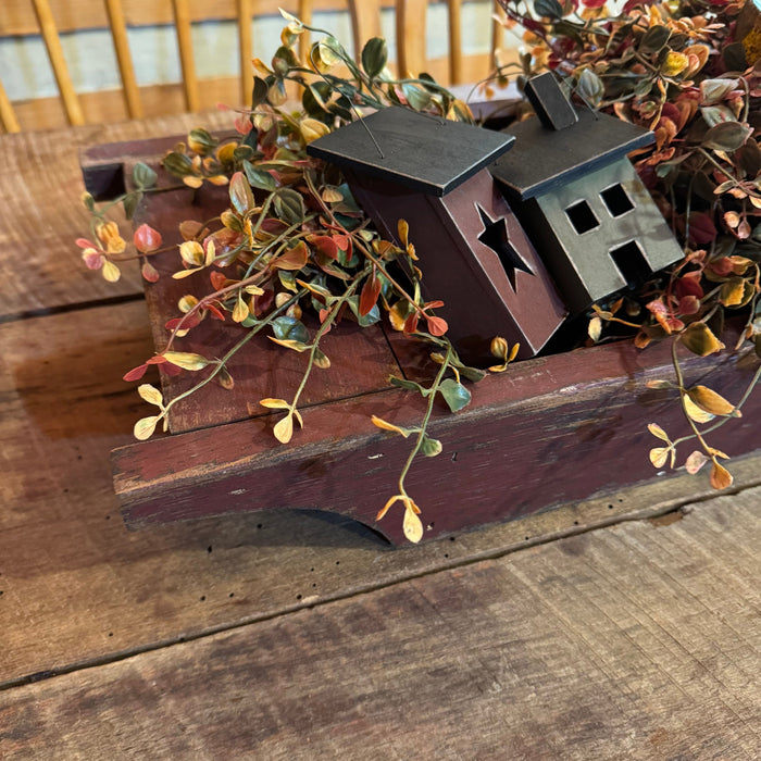 Primitive Wood Centerpiece Trough - Large with Color Options - Primitive Star Quilt Shop