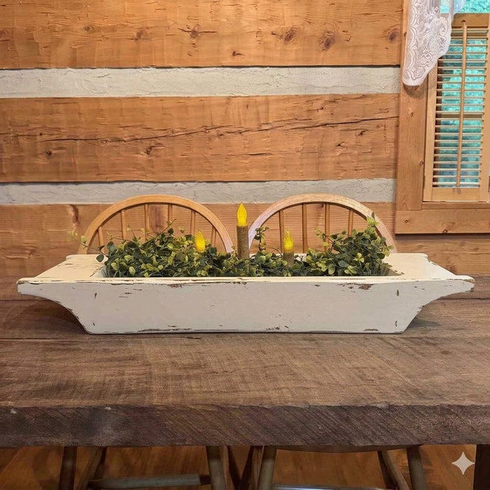 Primitive Wood Centerpiece Trough - Large with Color Options Buttermilk- Primitive Star Quilt Shop