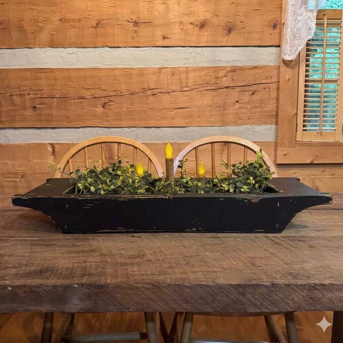 Primitive Wood Centerpiece Trough - Large with Color Options Black- Primitive Star Quilt Shop