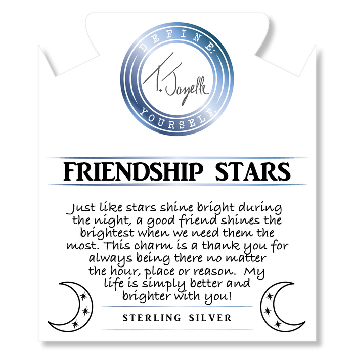 Purple Jasper Stone Bracelet with Friendship Stars Sterling Silver Charm