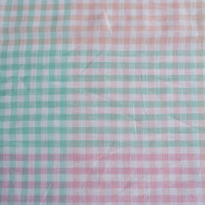 Rainbow Gingham 100% Linen Fabric