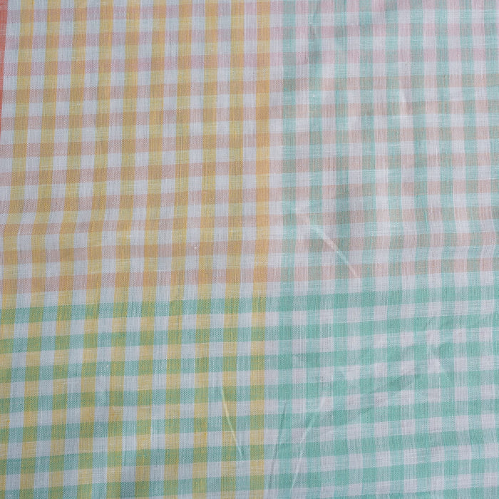 Rainbow Gingham 100% Linen Fabric