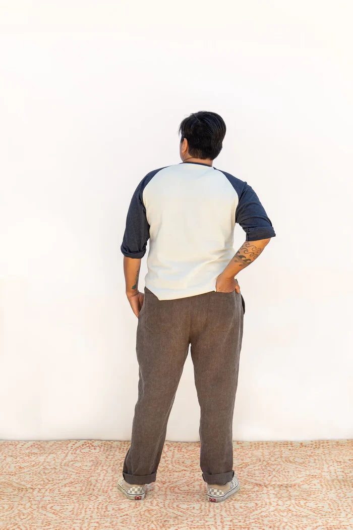 Rambler Pants Sewing Pattern – pull-on elastic waistband, built-in belt, tapered leg, XS-7X