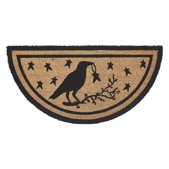 Raven Star Coir Half Circle Rug 16.5x33" - Primitive Star Quilt Shop