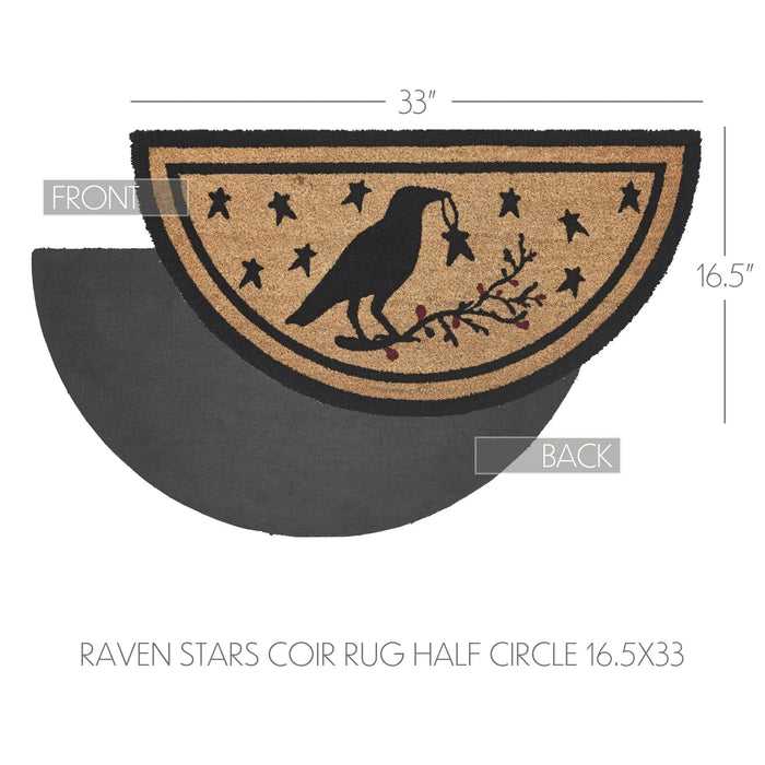 Raven Star Coir Half Circle Rug 16.5x33" - Primitive Star Quilt Shop