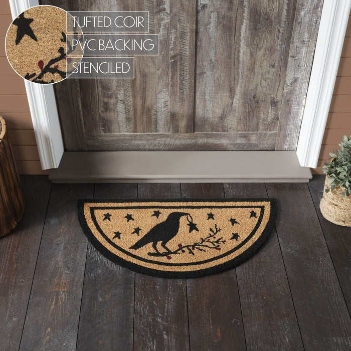 Raven Star Coir Half Circle Rug 16.5x33" - Primitive Star Quilt Shop