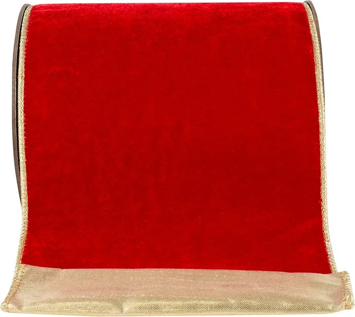 Red and Gold Velvet Touch Metallic Dupioni Ribbon,  6" X 5YD