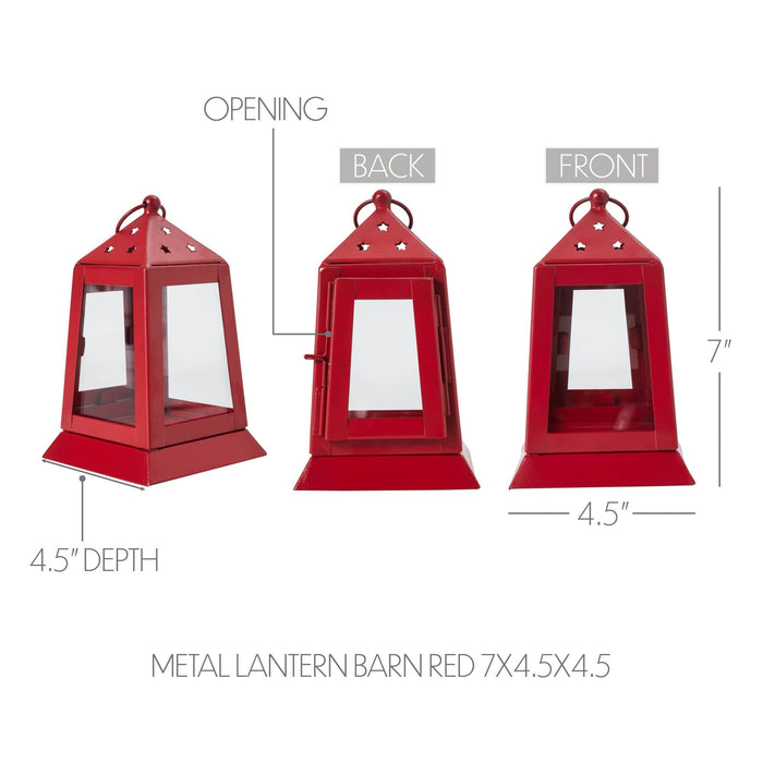Red Metal Tealight Lantern - 7" - Primitive Star Quilt Shop