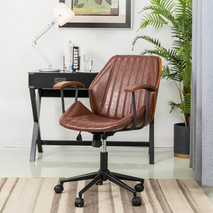 Russet Leatherette Adjustable Swivel Desk Chair/Task Office Chair