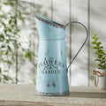 Rustic Blue "Flowers & Garden" Decorative Pitcher 12.5x8.5" - Primitive Star Quilt Shop